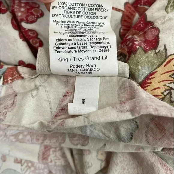 Pottery Barn Floral Duvet King With 2 Standard Shams- Red Blue Floral, EUC - Picture 10 of 12